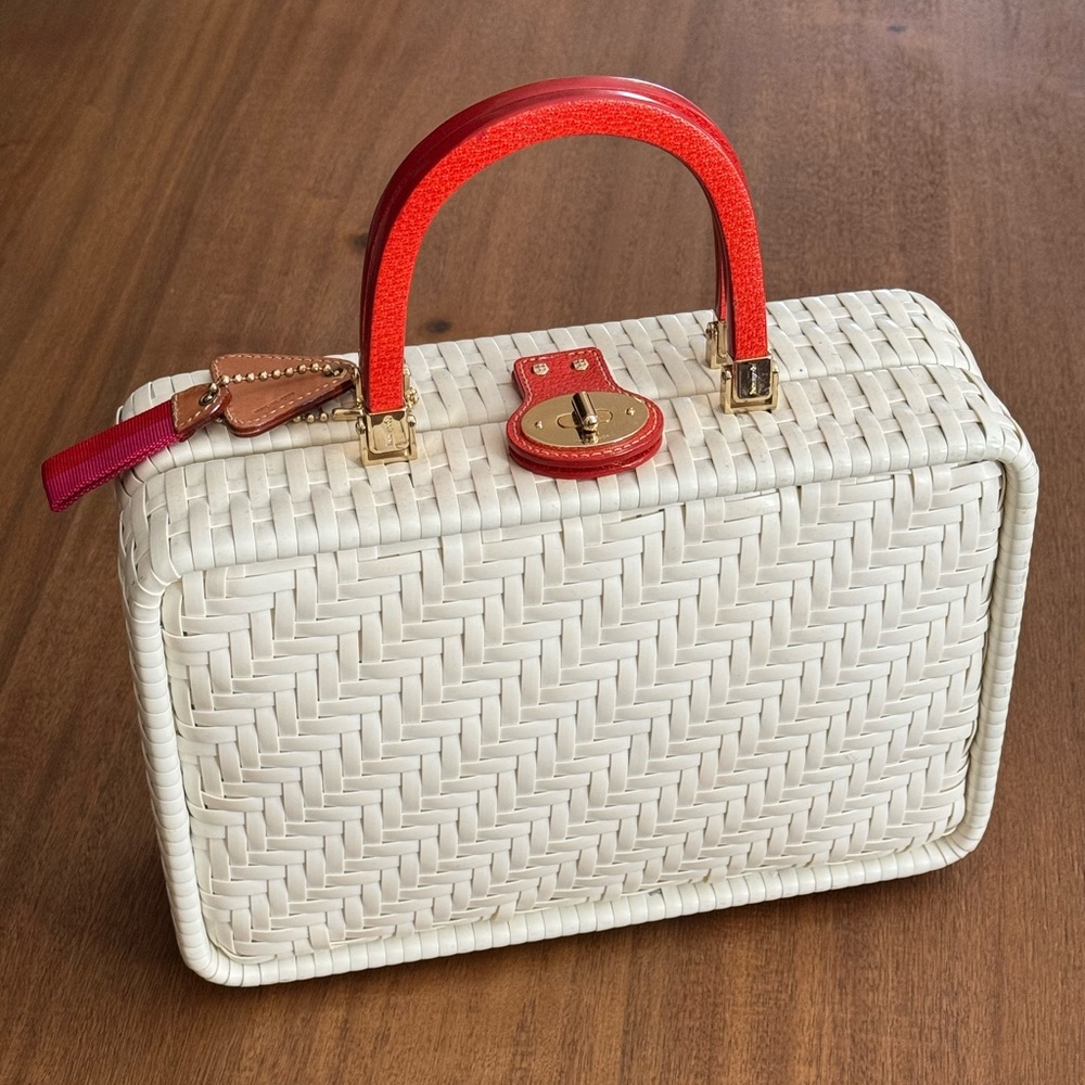 Large Kate Spade Straw Miramar Alison Basket Bag Tote